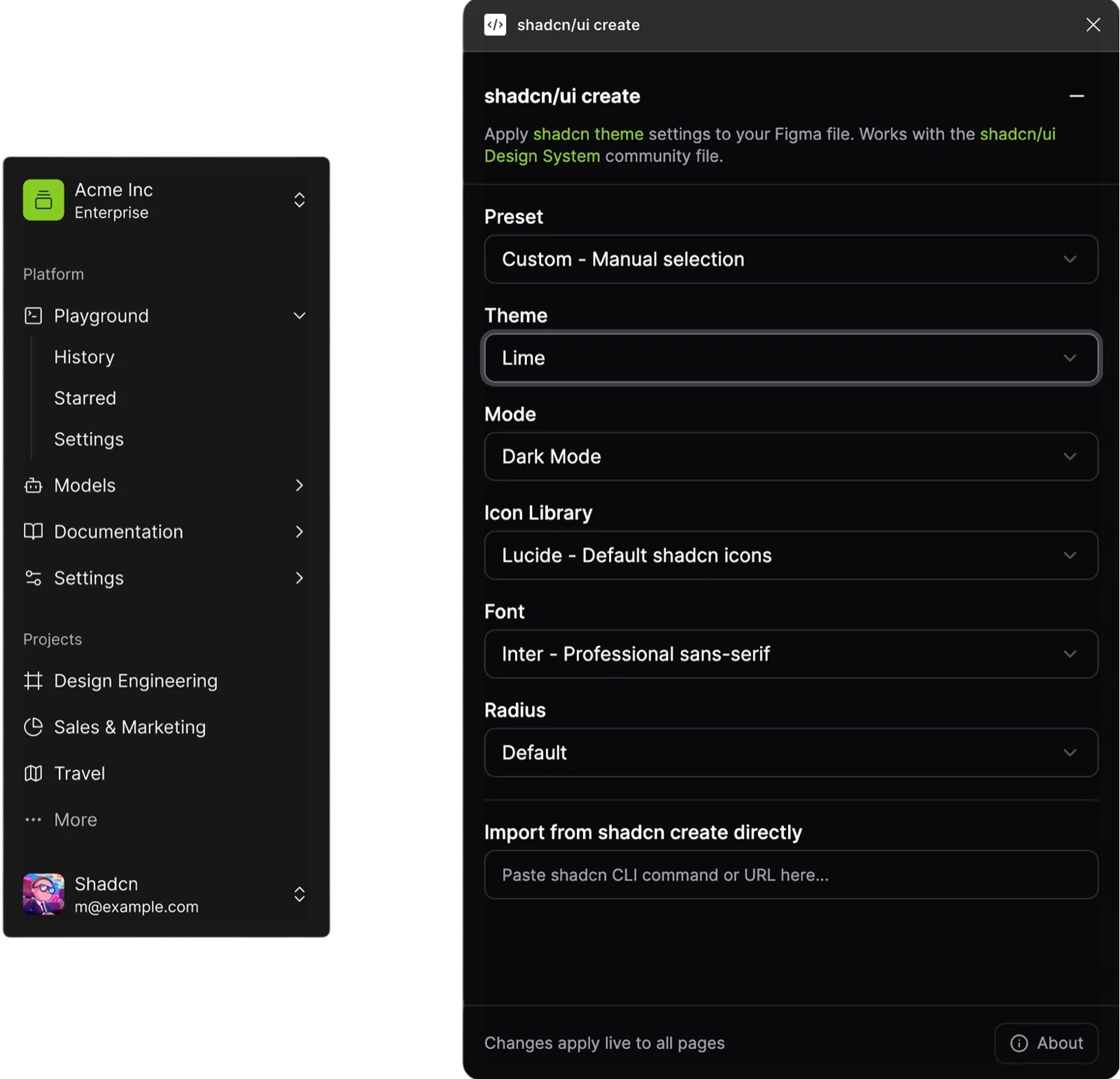 The Theme section of the plugin